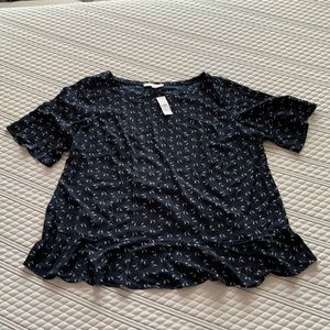 Navy Blue Ruffle Shirt